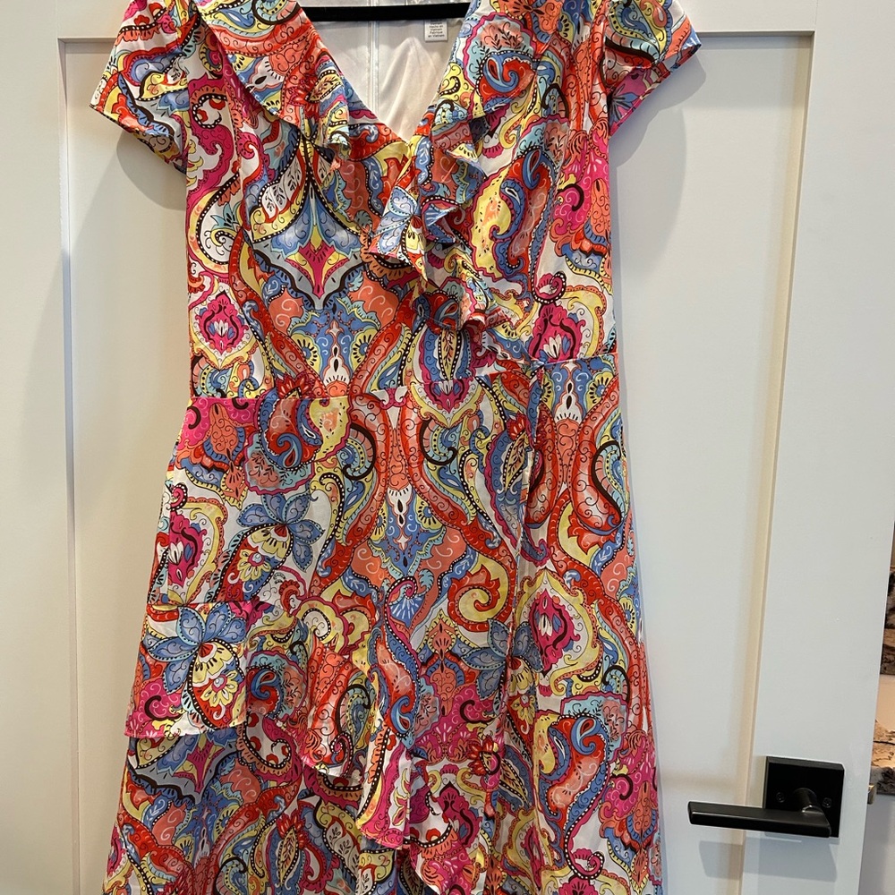 London Times Pink and Blue Ruffled Sundress